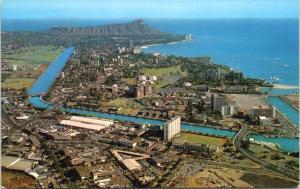 Aerial View Waikiki Hawaii HI Moana Shopping Center Unused Postcard E14 