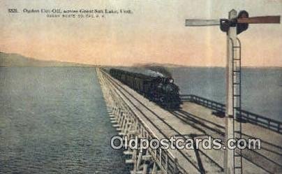 Ogden Cut Off, Great Salt Lake, Utah, UT USA Trains, Railroads Writing On Bac...