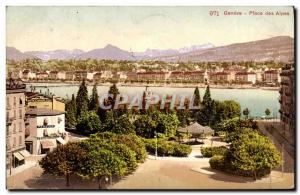 Old Postcard Geneve Place des Alpes