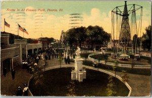 Amusement Rides in Al Fresco Park, Peoria IL c1912 Vintage Postcard B43