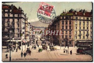 Postcard Old Geneva Rue Du Mont Blanc