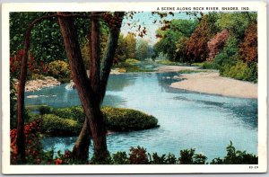 Along Rock River Scene The Shades Indiana Small Streams Picturesque Postcard