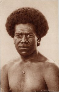 A Fijian Native Man Fiji British Empire Exhibition Unused Tuck Postcard G30
