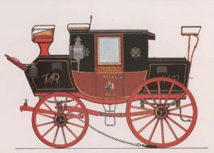 1836 Royal Mail Coach Horse & Cart John Maude Design Rare London Museum Postcard