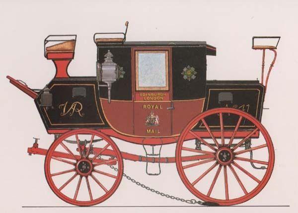 1836 Royal Mail Coach Horse & Cart John Maude Design Rare London Museum Postcard