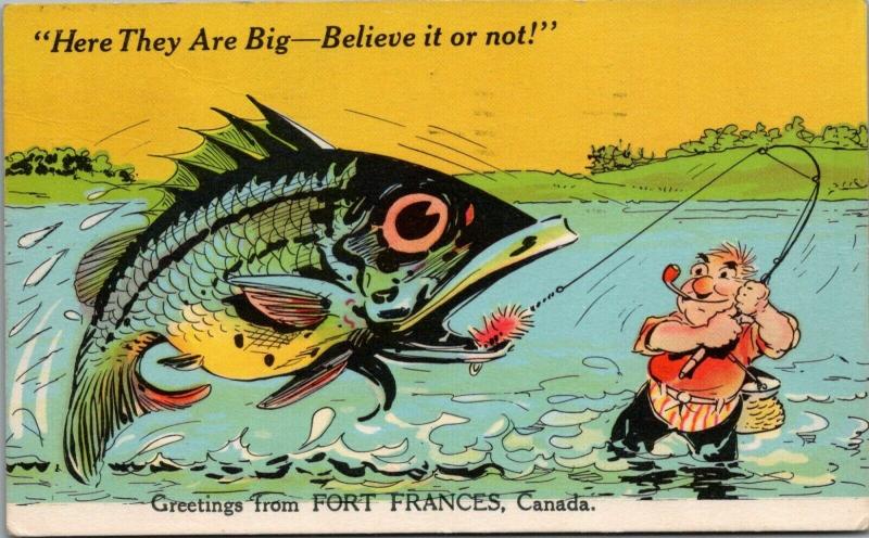 Fort Frances ON~Man Catches* Exaggerated Fish~They Are Big~Believe It Or Not~'53 