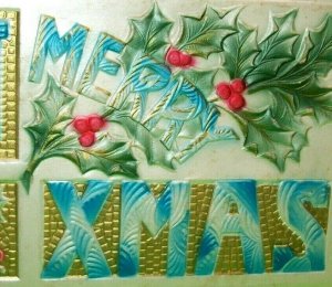 Vintage Christmas Postcard Raised Relief 3-D Effect Embossed Geneva Ohio Antique