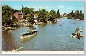 Postcard Chester England River Dee Boats Bridge 1960s Chrome View