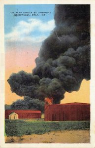 Tulsa Oklahoma 1939 Postcard Oil Tank Struck By Lightning