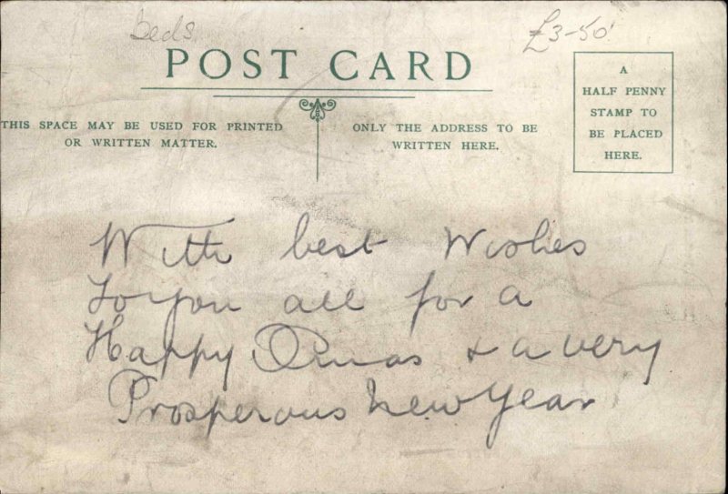 Potton Bedfordshire Sutton Road Man with Bicycle Vintage Postcard