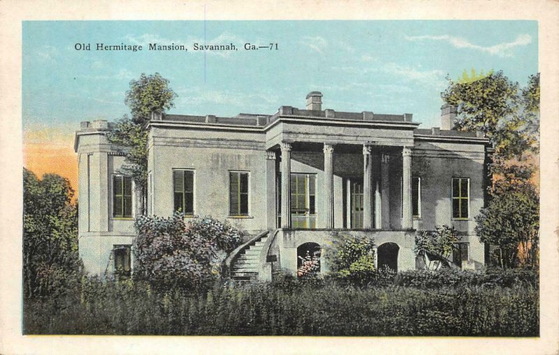 OLD HERMITAGE MANSION SAVANNAH GEORGIA BLACK AMERICANA POSTCARD (c. 1920s)