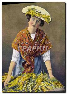 Old Postcard Collection Cote d & # 39Azur Merchant Mimosas flowers