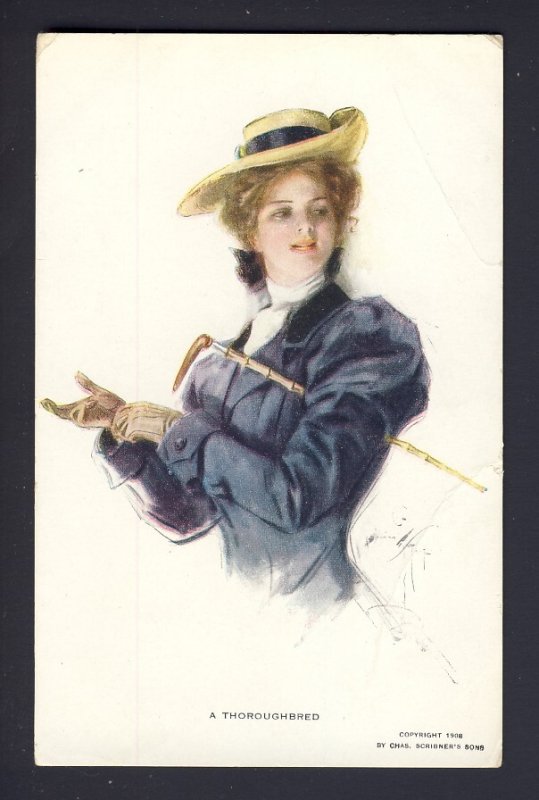 A THOROUGHBRED (no number) R&N woman riding crop,  HARRISON FISHER artist