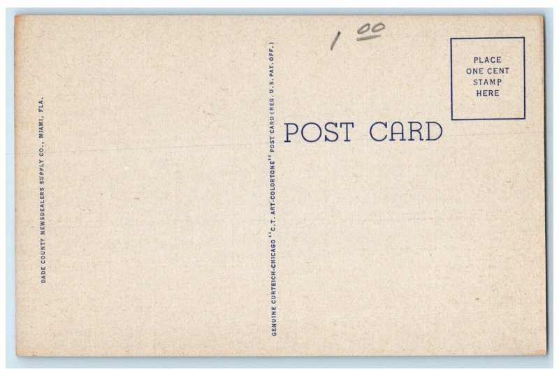 c1930's View Of Lauderdale Yacht Club Flag Fort Lauderdale Florida FL Postcard 