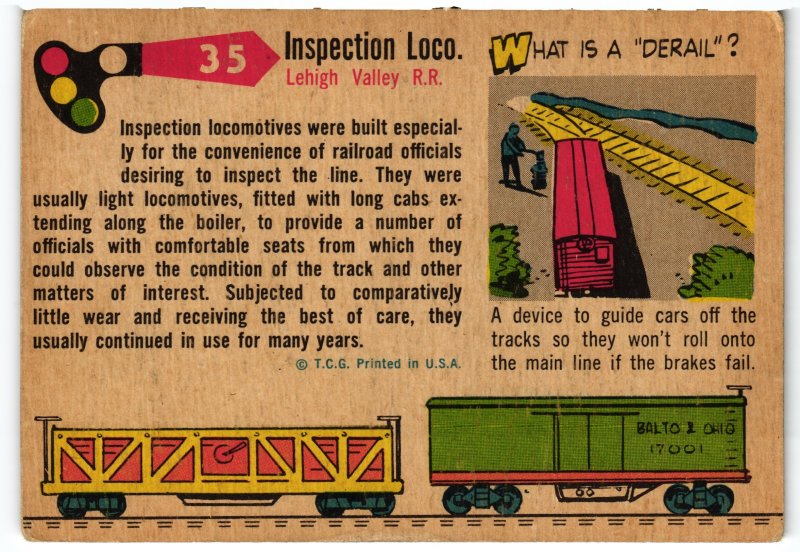 13768  Topps Chewing Gum Card, Railroad Series, No. 35, Lehigh Valley Railroad