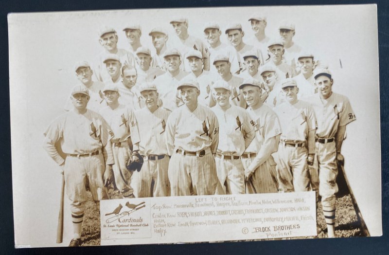 Mint USA Real Picture Postcard Vintage Baseball Team Players Cardinals 1928