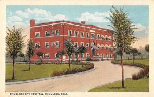 Okmulgee Oklahoma City Hospital Exterior View Antique Postcard J71108