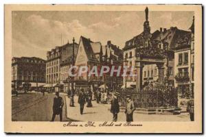 Old Postcard Mainz Rh Markt met Brunnen