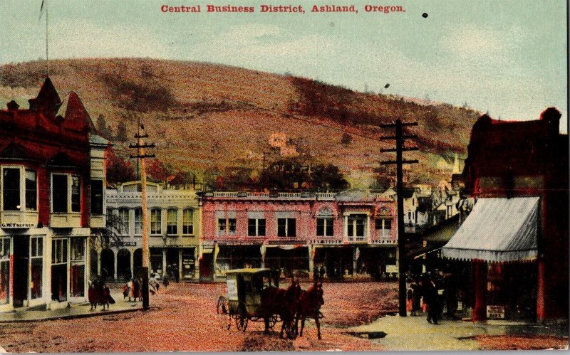 View of Central Business District, Ashland OR Vintage Postcard K66