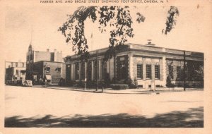 Vintage Postcard Farrier Avenue & Broad St. Showing Post Office Oneida New York