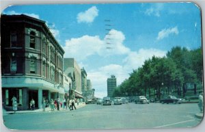 View Looking East on Mifflin St, Capitol Square Madison WI Vintage Postcard I33