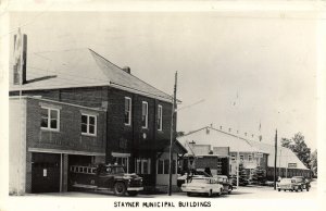 canada, STAYNER, Ontario, Fire Hall & Engine, Municipal Blds 1967 RPPC Postcard