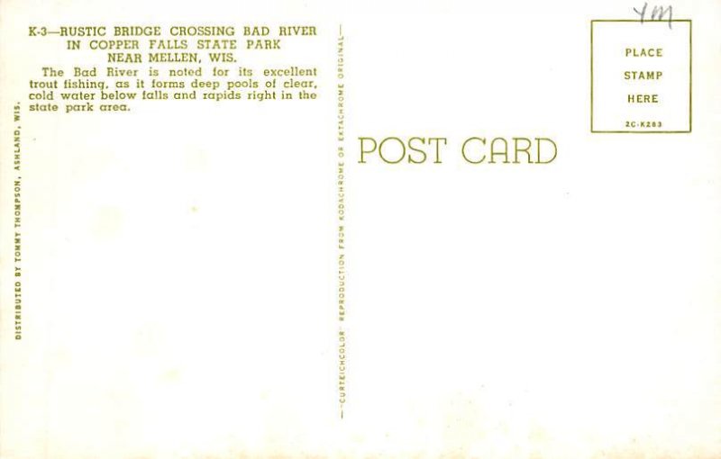 Rustic Bridge Crossing Bad River Copper Falls - Mellen, Wisconsin WI