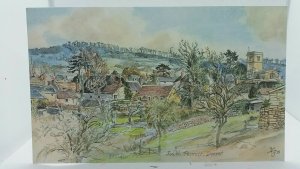 Vintage Postcard South Perrott Dorset Watercolour Painting by Harold Shield