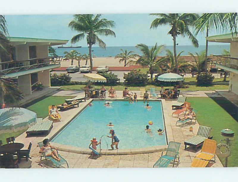 Unused Pre-1980 OLD CARS & SEA SPRAY MOTEL Riviera Beach Florida FL n9567