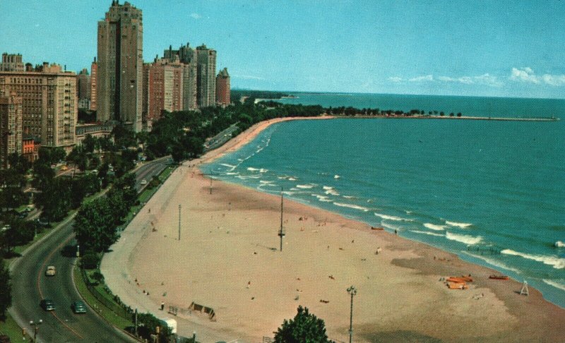 Vintage Postcard The Fabulous Cold Coast Fringing on Lake Michigan Apt. Building