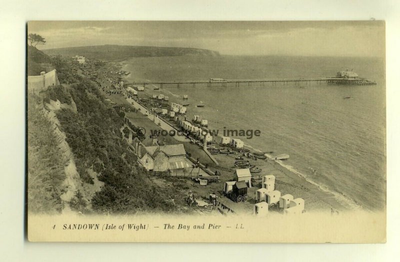 h0409 - The Bay & Pier , Sandown , Isle of Wight - postcard LL 4