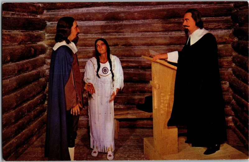 Marriage of Pocahontas Wax Museum Gatlinburg TN Vintage Postcard G39 