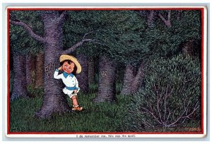 c1910's Little Boy This Was The Spot Forest Whisper Oilette Tuck's Postcard