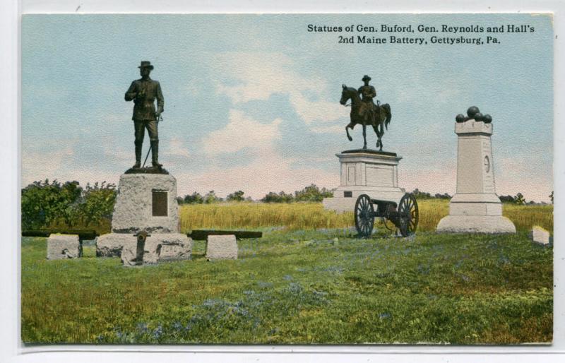 General Buford Reynolds Hall 2d Maine Battery Gettysburg PA 1910c postcard