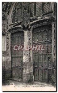 Postcard Old Sezanne the church Portal