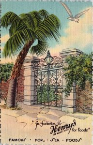 Charleston Henrys Sword Gate Restaurant Linen Postcard UNP VTG Curteich Unused