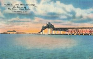 circa 1940's Cooper River Bridge Charleston South Carolina Postcard 2T7-147