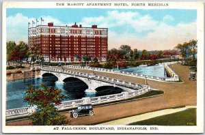 Marott Apartment Hotel N Meridian Fall Creek Boulevard Indianapolis IN Postcard