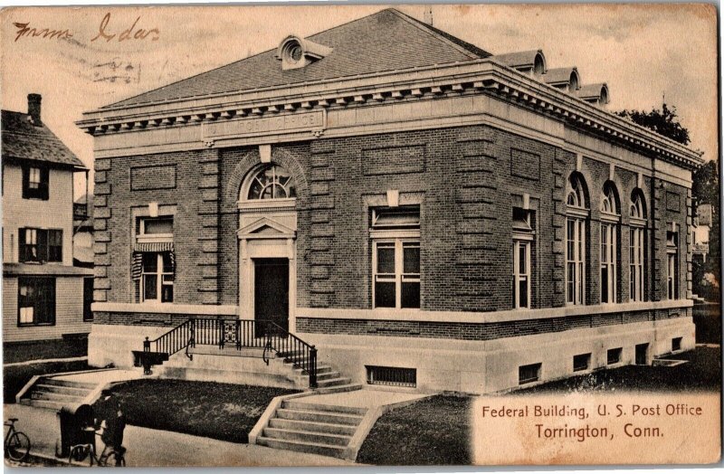 Federal Building, Post Office Torrington CT c1906 Vintage Postcard U01