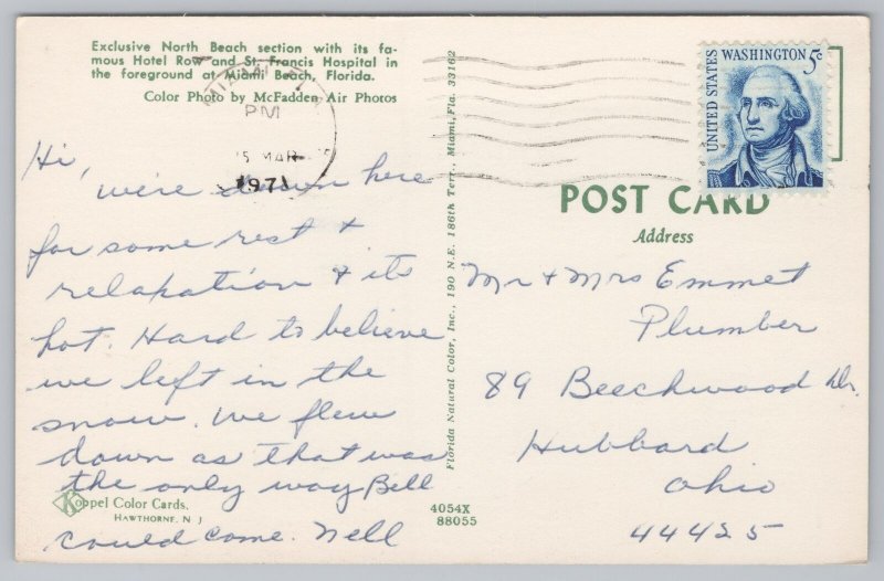 State View~Air View Hotel Row Miami Beach Florida~Vintage Postcard 