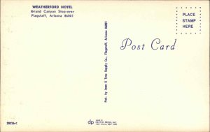 Flagstaff Arizona AZ Weatherford Hotel TV c1950s-60s Postcard