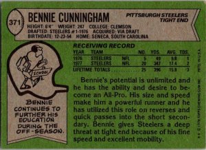 1978 Topps Football Card Bennie Cunningham Pittsburgh Steelers sk7483