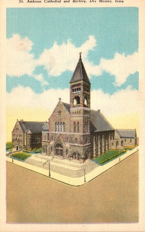 Iowa Des Moines St Ambrose Cathedral and Rectory 1942