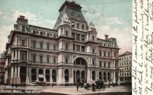 Boston Massachusetts, 1907 Post Office Postal Services Building Vintage Postcard