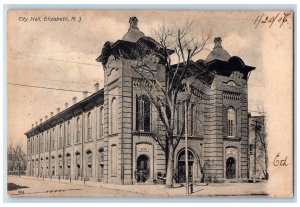 1907 City Hall Exterior Scene Elizabeth New Jersey NJ Posted Antique Postcard 