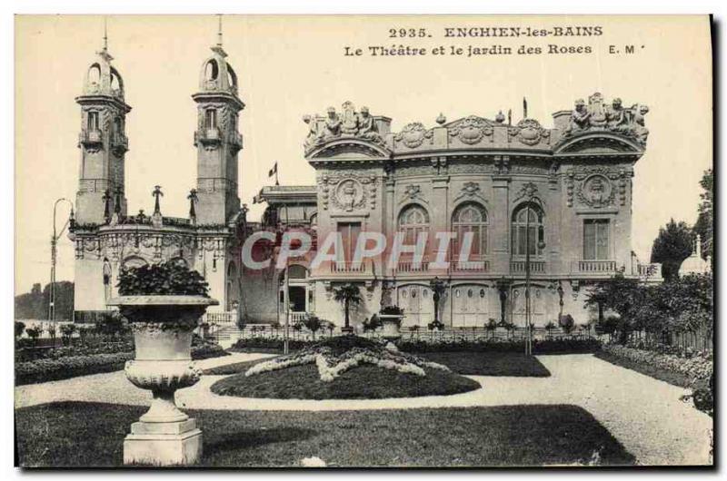 Old Theater Postcard Enghien les Bains The theater and the Garden of Roses