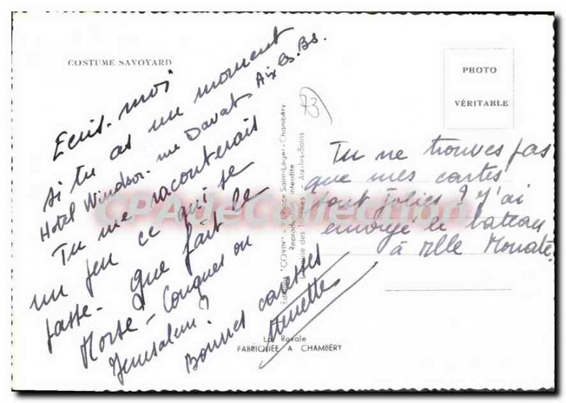 Postcard Modern Costume Savoyard