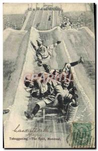 Old Postcard of Sports & # 39hiver skiing Tobogganing The Spill Montreal Canada