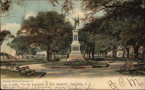 Charleston South Carolina SC Fort Moultrie Civil War Monument Vintage Postcard