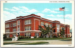 1937 Highschool Crookston Minnesota MN Campus Building Posted Postcard